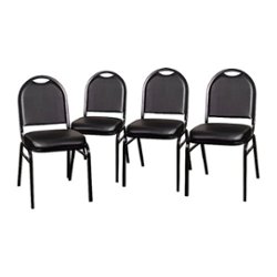 Flash Furniture - Commercial Dome Back Stacking Banquet Chairs with Metal Frames (set of 4) - Black Vinyl/Black Frame - Front_Zoom