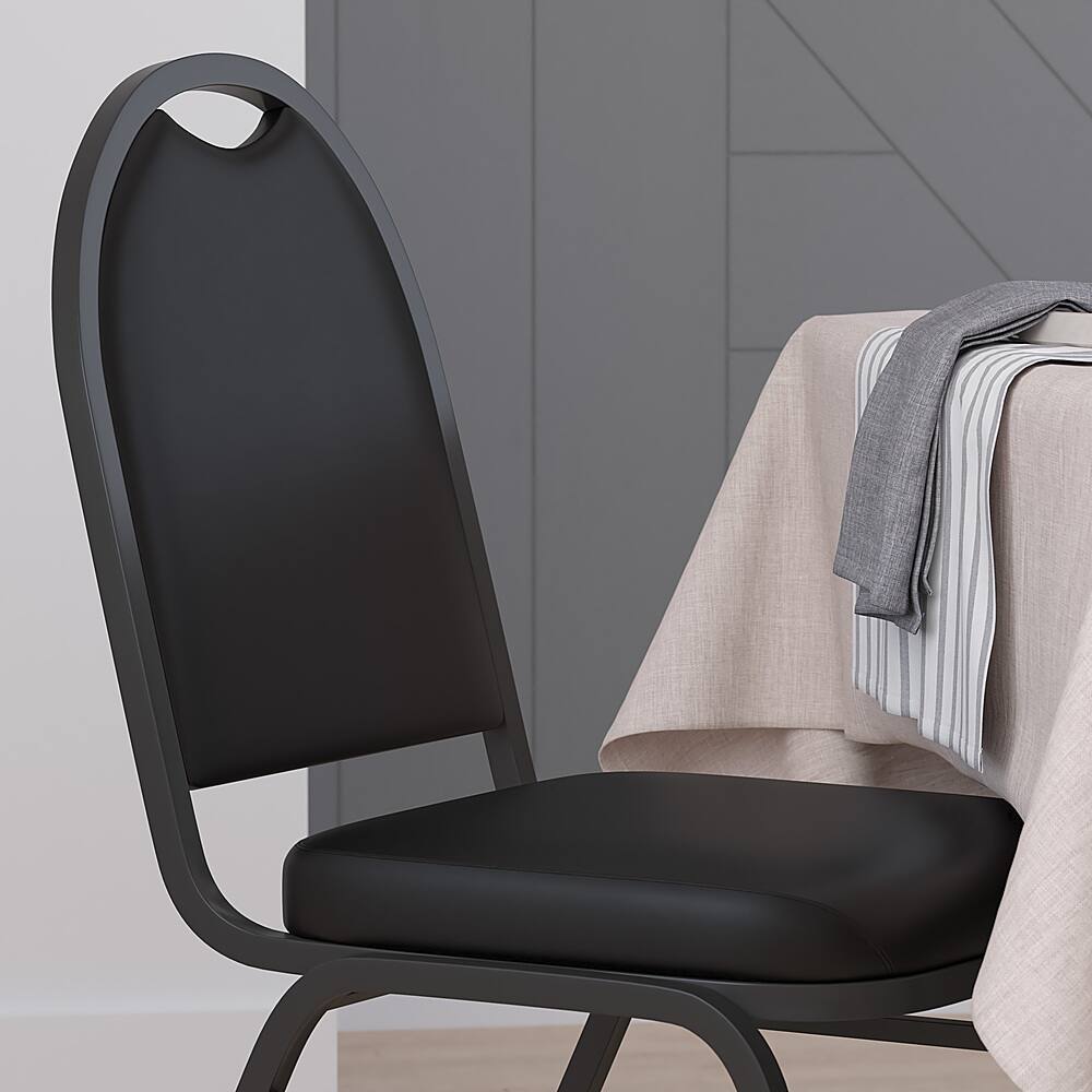 Alt View 15. Alamont Home - Commercial Dome Back Stacking Banquet Chairs with Metal Frames (set of 4) - Black Vinyl/Black Frame.