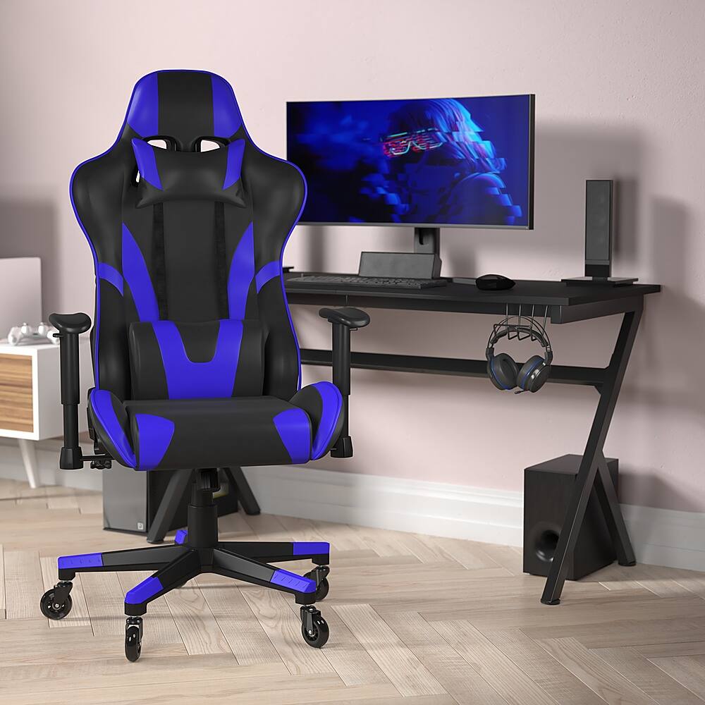 Alt View 11. Alamont Home - X20 Office Gaming Chair with Roller Wheels & Reclining Back - Blue LeatherSoft - Blue.