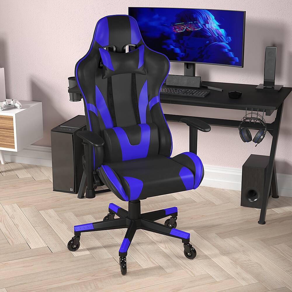 Alt View 13. Alamont Home - X20 Office Gaming Chair with Roller Wheels & Reclining Back - Blue LeatherSoft - Blue.