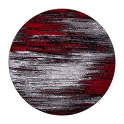 Flash Furniture - Rylan Collection Abstract Style Accent Area Rug - Scraped Pattern - Red & Gray - 7' x 7' Round - Lava - Front_Zoom