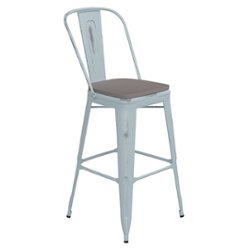Flash Furniture - Carly All-Weather Bar Height Stool with Poly Resin Seat - Green-Blue/Gray - Front_Zoom