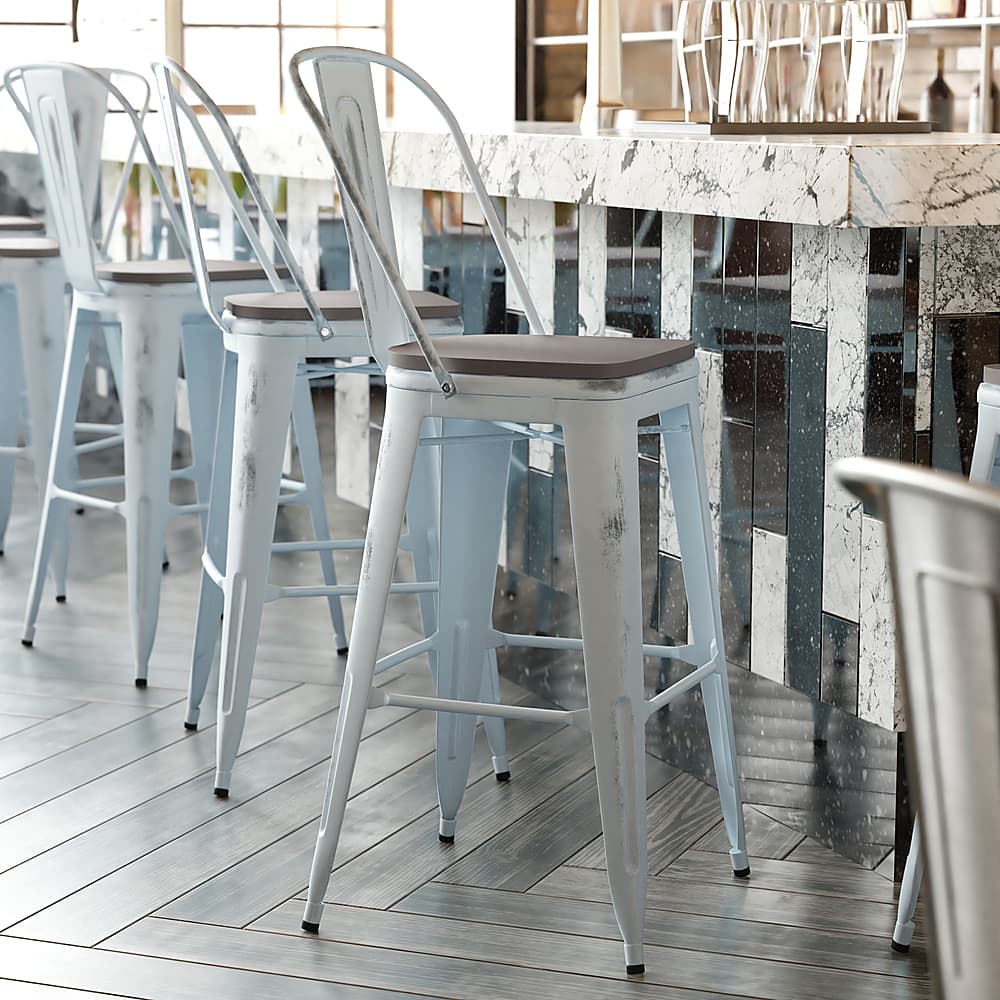 Alt View 12. Alamont Home - Carly All-Weather Bar Height Stool with Poly Resin Seat - Green-Blue/Gray - Green-Blue/Gray.