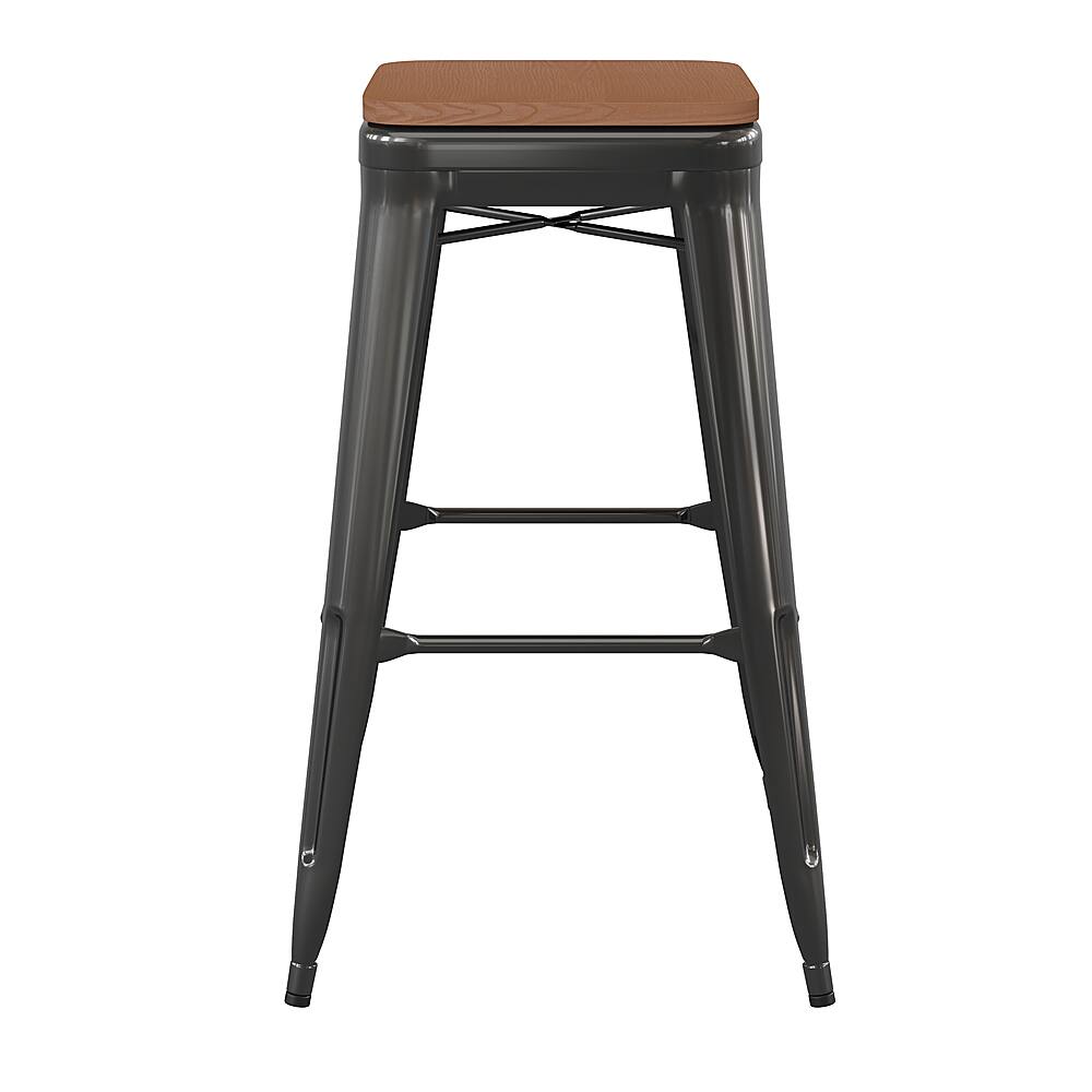Alt View 16. Alamont Home - Kai Indoor/Outdoor Backless Bar Stool with Poly Seat - Black/Teak - Black/Teak.