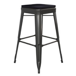 Flash Furniture - Kai Indoor/Outdoor Backless Bar Stool with Poly Seat - Black/Black - Front_Zoom