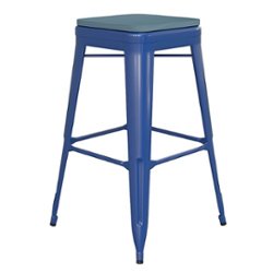Flash Furniture - Kai Indoor/Outdoor Backless Bar Stool with Poly Seat - Blue/Teal-Blue - Front_Zoom