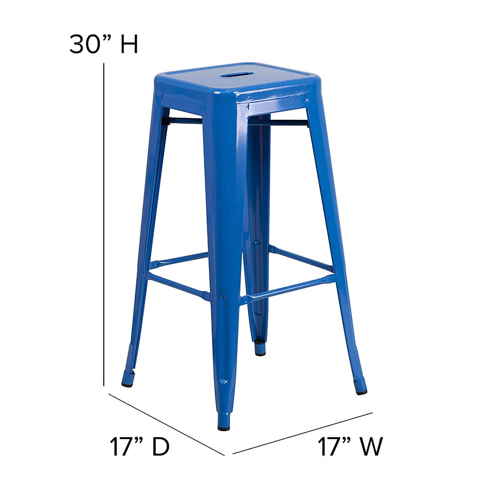 Alamont Home Kai Indoor/Outdoor Backless Bar Stool with Poly Seat Blue