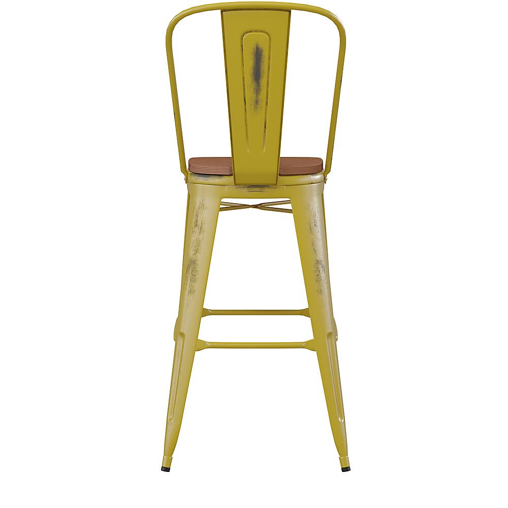 Alt View 17. Alamont Home - Carly All-Weather Bar Height Stool with Poly Resin Seat - Yellow/Teak - Yellow/Teak.