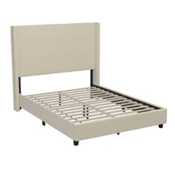 Flash Furniture - Quinn Queen Size Upholstered Platform Bed with Channel Stitched Headboard - Beige - Front_Zoom