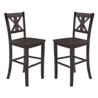 Alamont Home - Gwendolyn Rustic Wood Bar Height Stool (Set of 2) - Gray Wash Walnut - Front_Zoom