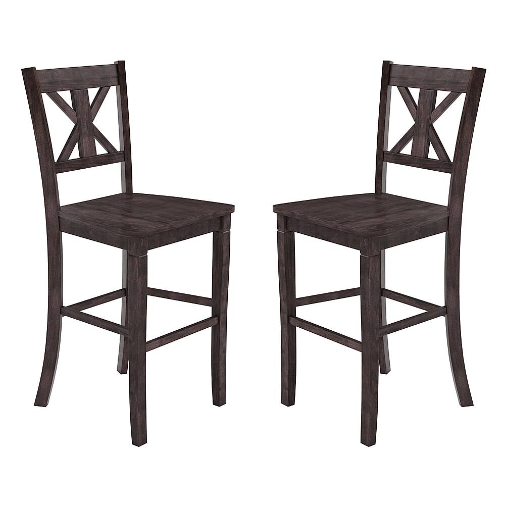 Alamont Home - Gwendolyn Rustic Wood Bar Height Stool (Set of 2) - Gray Wash Walnut