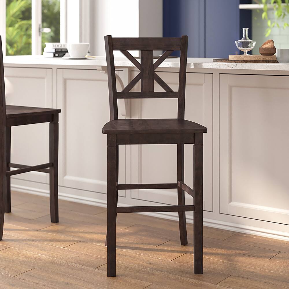 Alt View 12. Alamont Home - Gwendolyn Rustic Wood Bar Height Stool (Set of 2) - Gray Wash Walnut.