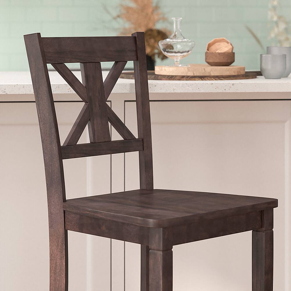 Alt View 14. Alamont Home - Gwendolyn Rustic Wood Bar Height Stool (Set of 2) - Gray Wash Walnut.