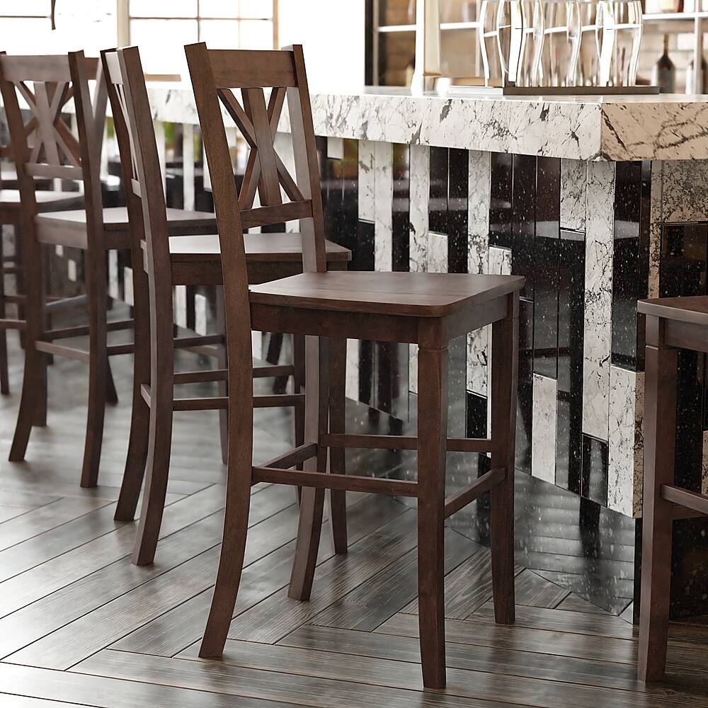 Alt View 15. Alamont Home - Gwendolyn Rustic Wood Bar Height Stool (Set of 2) - Gray Wash Walnut.