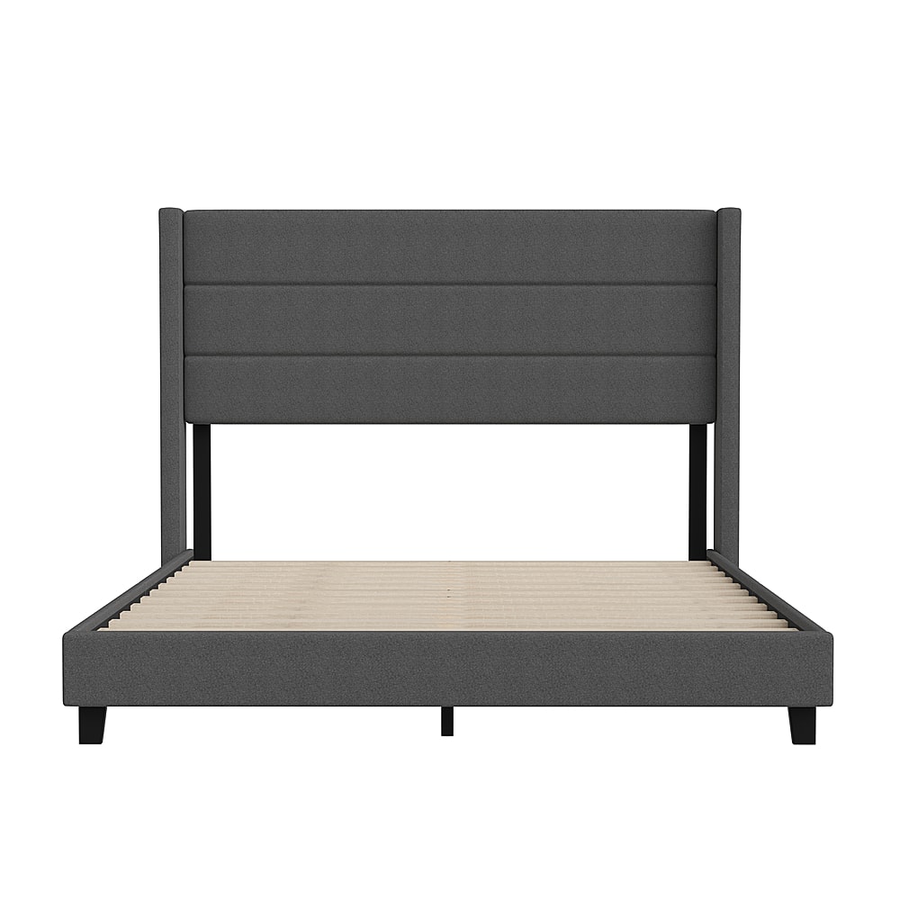 Flash Furniture – Hollis Queen Size Upholstered Platform Bed with Wingback Headboard – Charcoal Sansujyuku sansujyuku.com