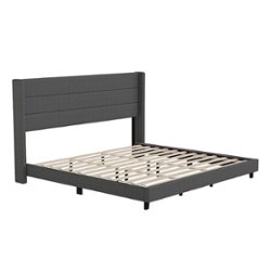 Flash Furniture - Hollis King Size Upholstered Platform Bed with Wingback Headboard - Charcoal - Front_Zoom