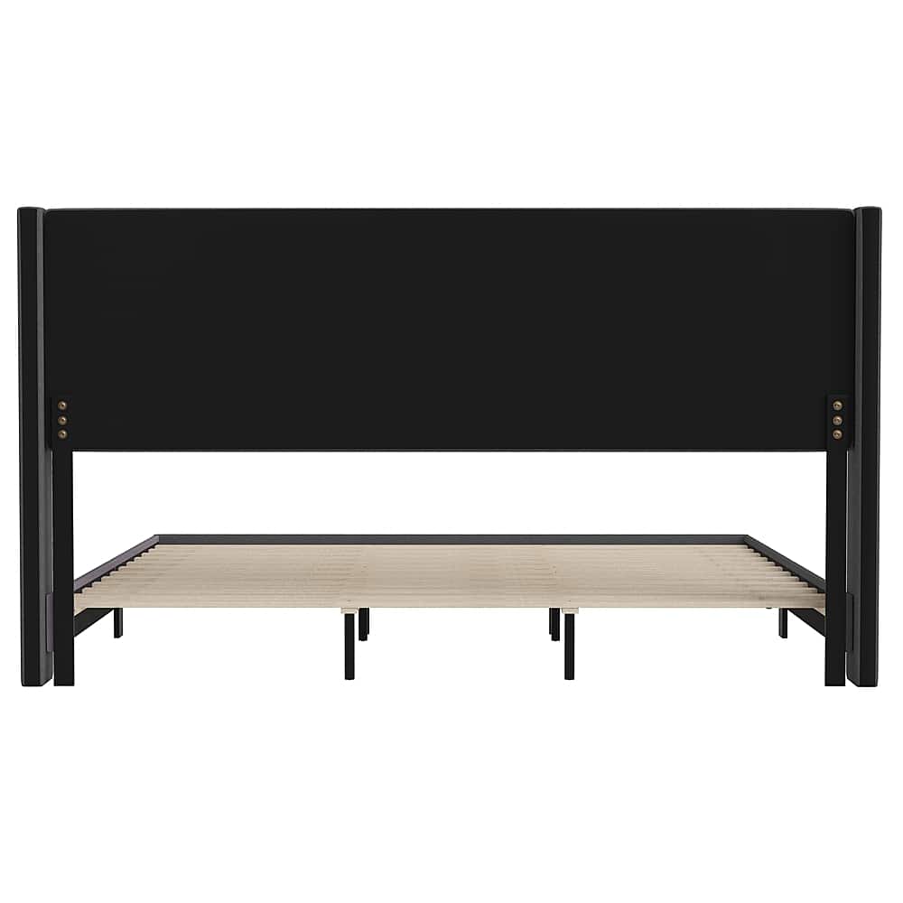 Alt View 16. Alamont Home - Hollis King Size Upholstered Platform Bed with Wingback Headboard - Charcoal.