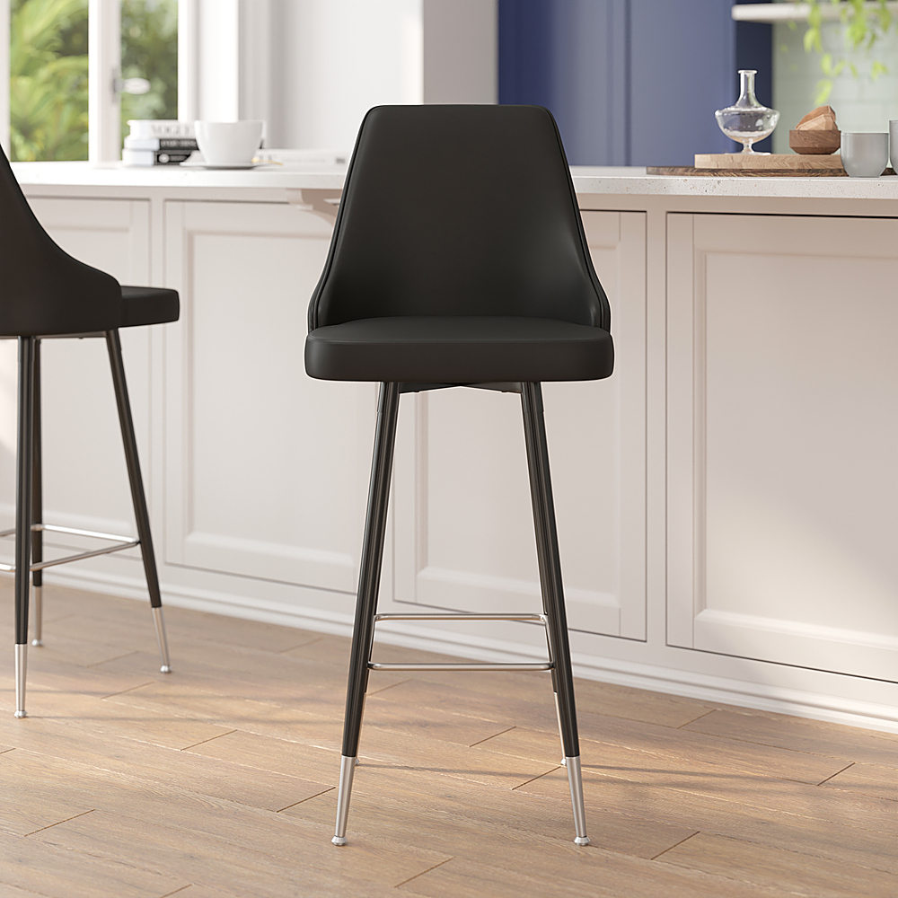 black leather modern bar stools