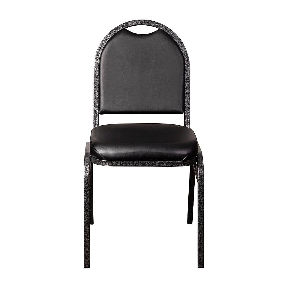 Alt View 11. Alamont Home - Commercial Dome Back Stacking Banquet Chairs with Metal Frames (set of 4) - Black Vinyl/Silver Vein Frame.
