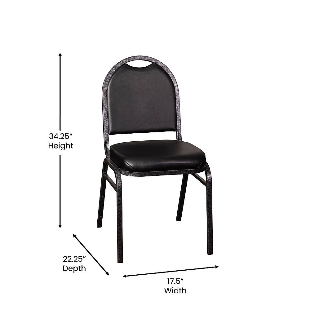 Alt View 13. Alamont Home - Commercial Dome Back Stacking Banquet Chairs with Metal Frames (set of 4) - Black Vinyl/Silver Vein Frame.