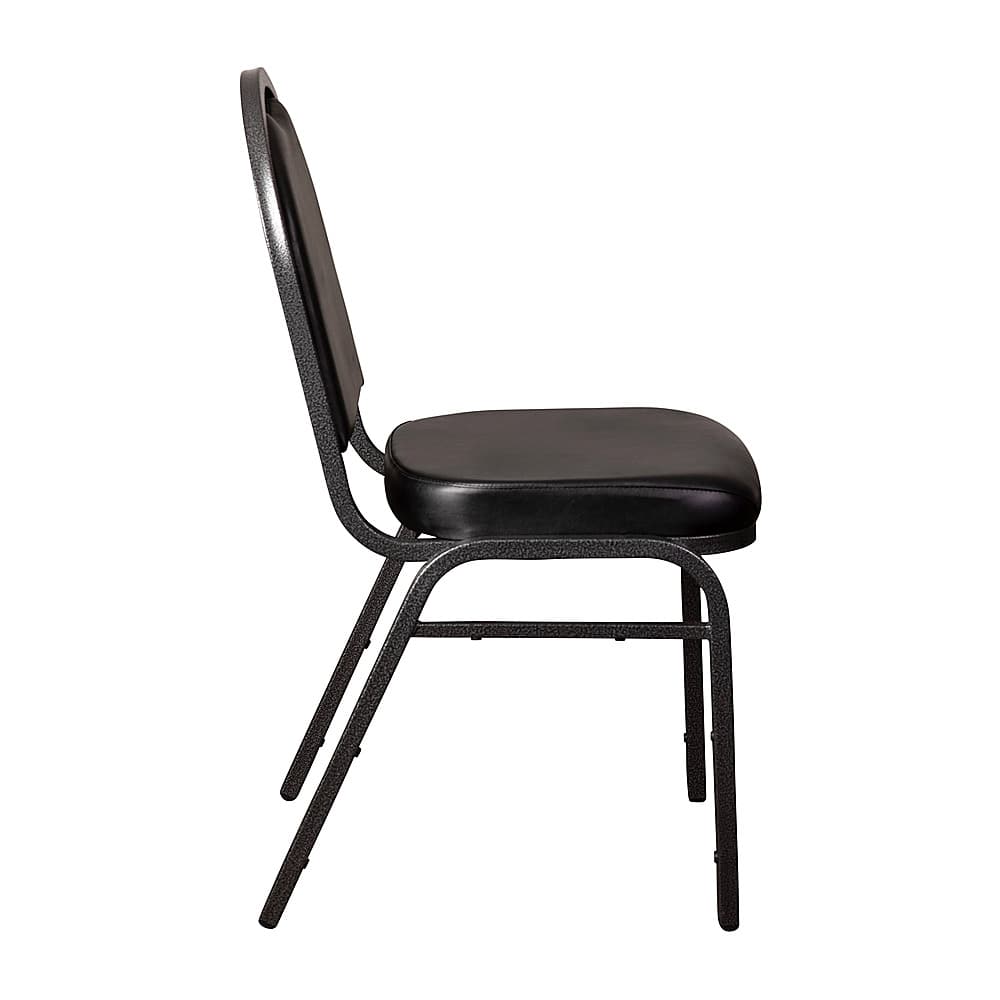 Alt View 18. Alamont Home - Commercial Dome Back Stacking Banquet Chairs with Metal Frames (set of 4) - Black Vinyl/Silver Vein Frame.