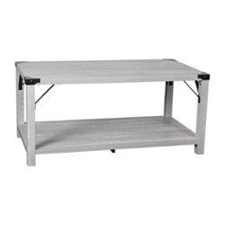 Flash Furniture - 2-Tier Coffee Table with Metal Side Braces and Corner Caps - Aspen Gray - Front_Zoom