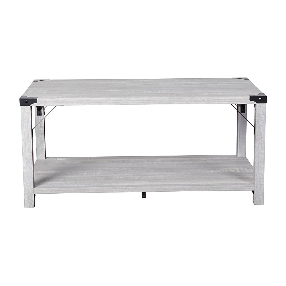 Alt View 11. Alamont Home - 2-Tier Coffee Table with Metal Side Braces and Corner Caps - Aspen Gray.