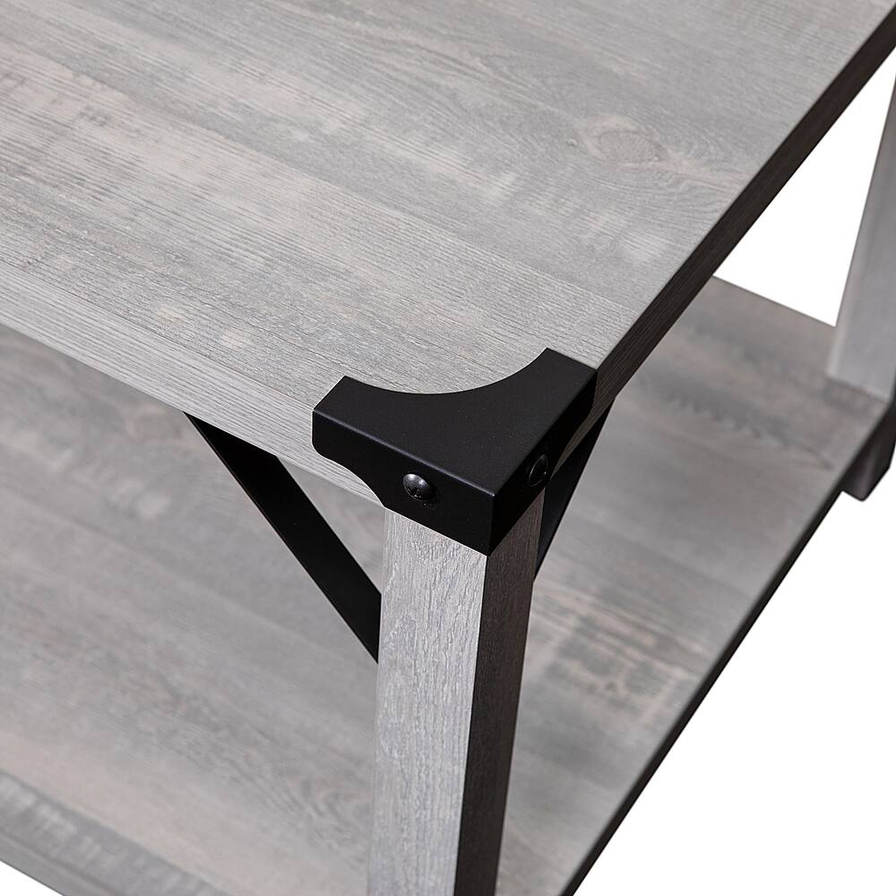 Alt View 16. Alamont Home - 2-Tier Coffee Table with Metal Side Braces and Corner Caps - Aspen Gray.