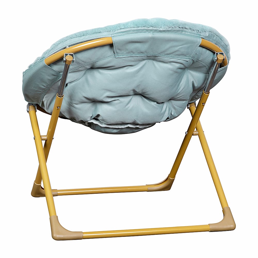 Alt View 16. Alamont Home - Kids Folding Faux Fur Saucer Chair for Playroom or Bedroom - Dusty Aqua/Soft Gold.
