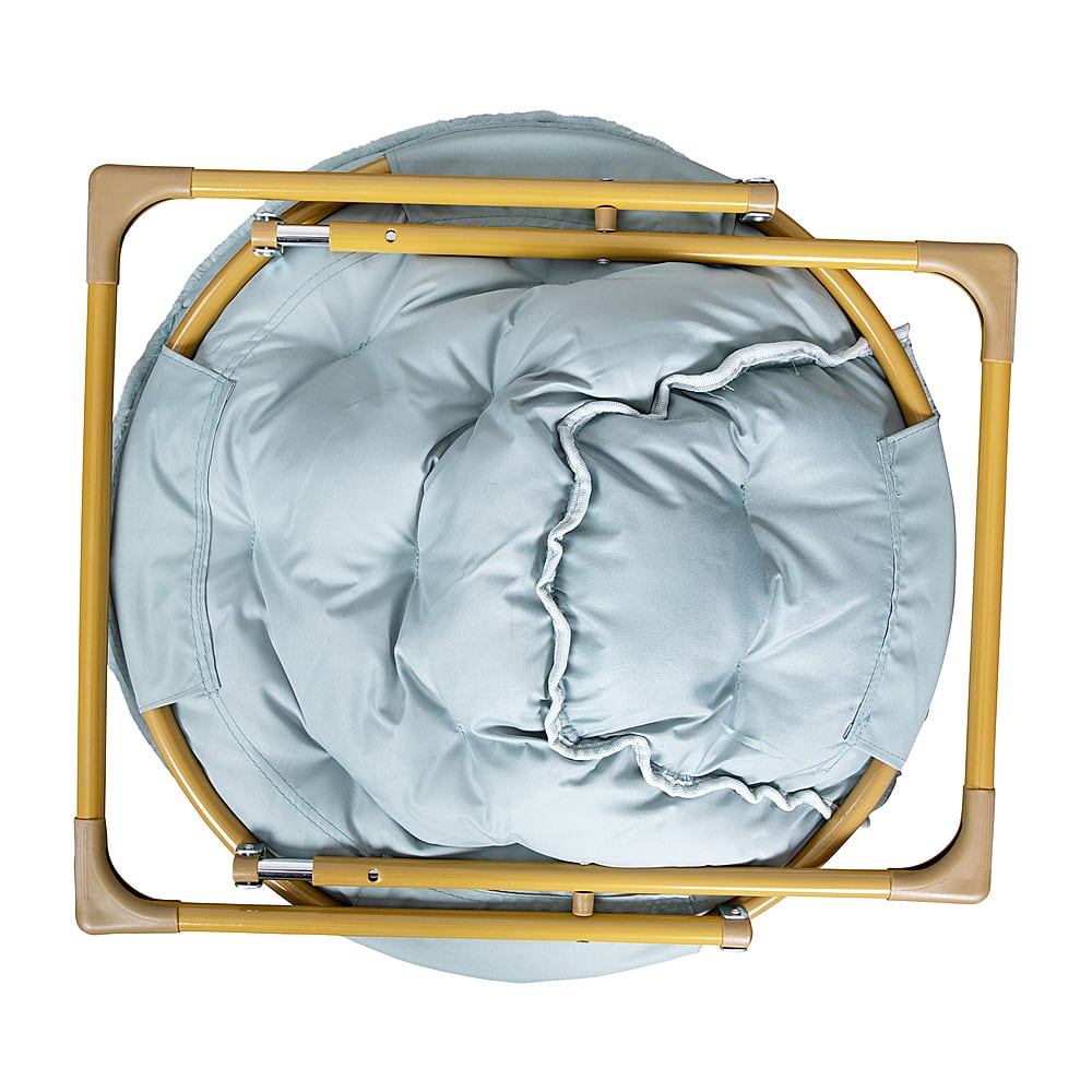 Alt View 17. Alamont Home - Kids Folding Faux Fur Saucer Chair for Playroom or Bedroom - Dusty Aqua/Soft Gold.