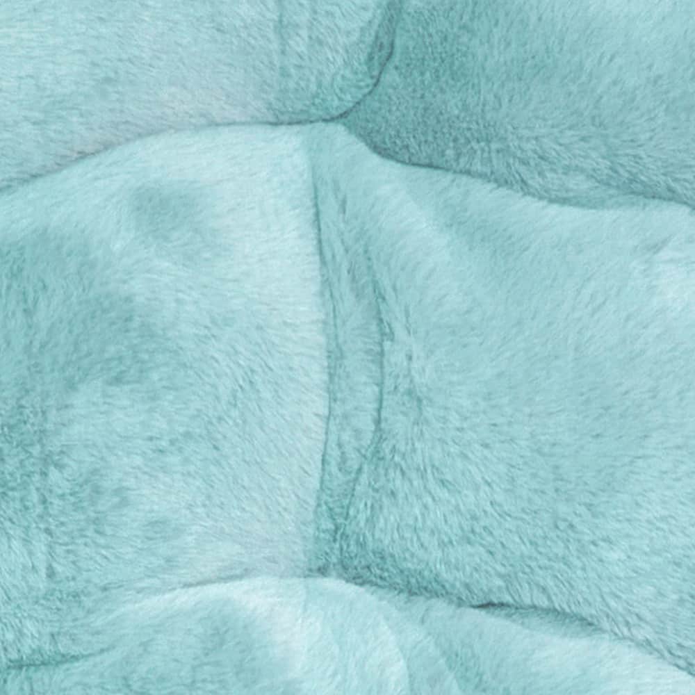Alt View 19. Alamont Home - Kids Folding Faux Fur Saucer Chair for Playroom or Bedroom - Dusty Aqua/Soft Gold.