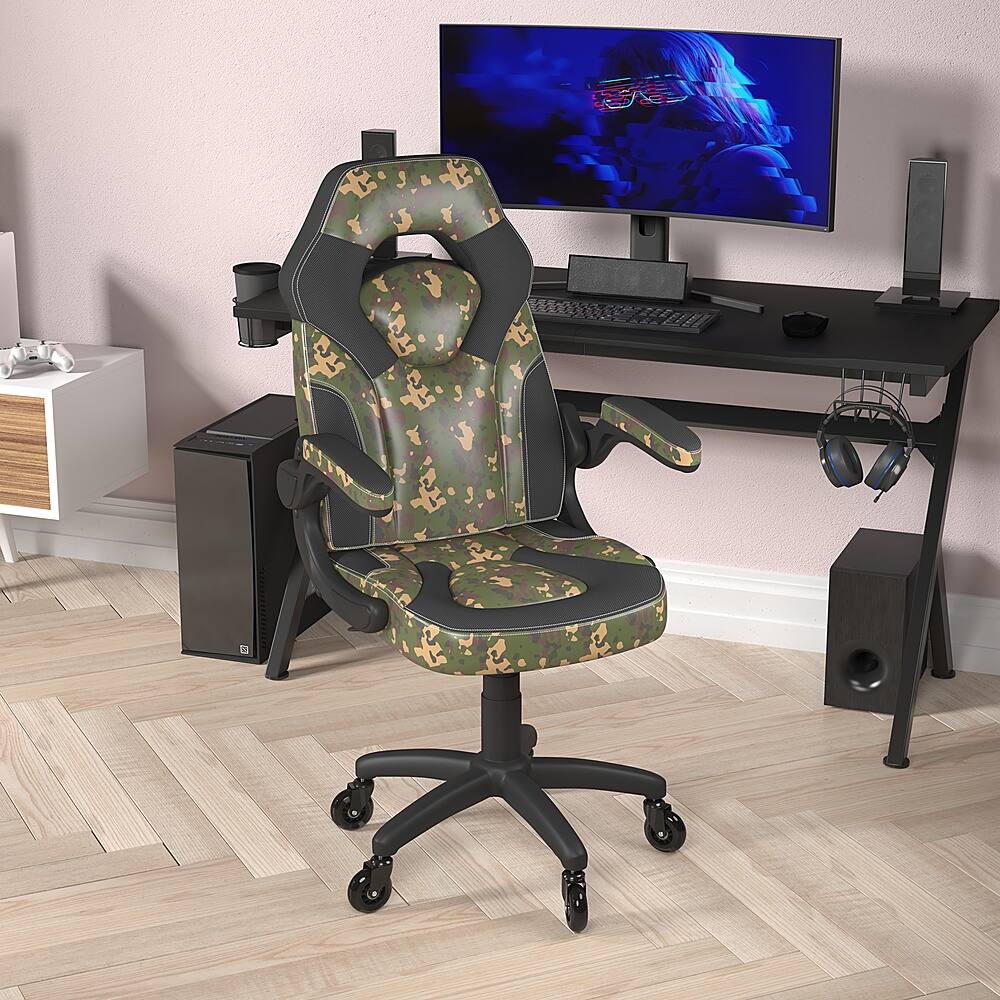 Alt View 13. Alamont Home - X10 Office Gaming Chair with Skater Wheels & Flip Up Arms - Camouflage LeatherSoft - Camouflage.