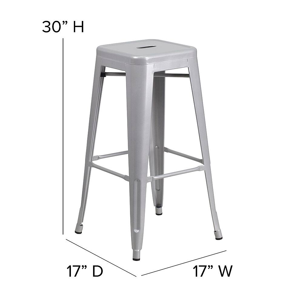 Alt View 12. Alamont Home - Kai Indoor/Outdoor Backless Bar Stool with Poly Seat - Silver/Gray - Silver/Gray.
