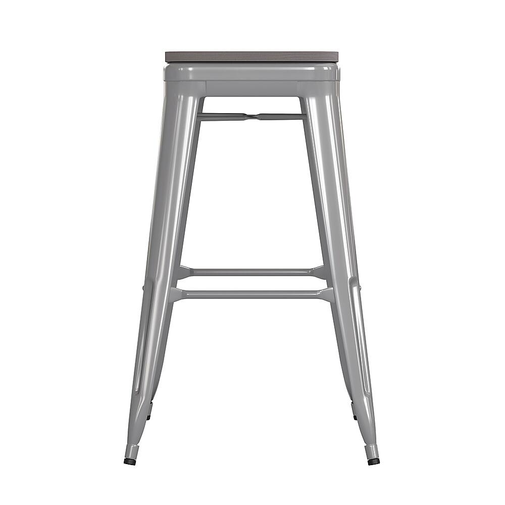Alt View 17. Alamont Home - Kai Indoor/Outdoor Backless Bar Stool with Poly Seat - Silver/Gray - Silver/Gray.