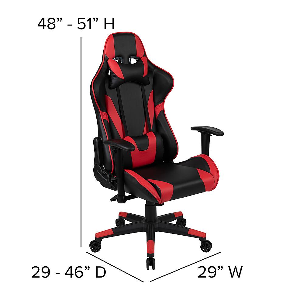 Alt View 13. Alamont Home - X20 Racing Gaming Ergonomic Chair with Fully Reclining Back in Red LeatherSoft - Red.