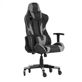 Alamont Home - X20 Office Gaming Chair with Roller Wheels & Reclining Back - LeatherSoft - Gray