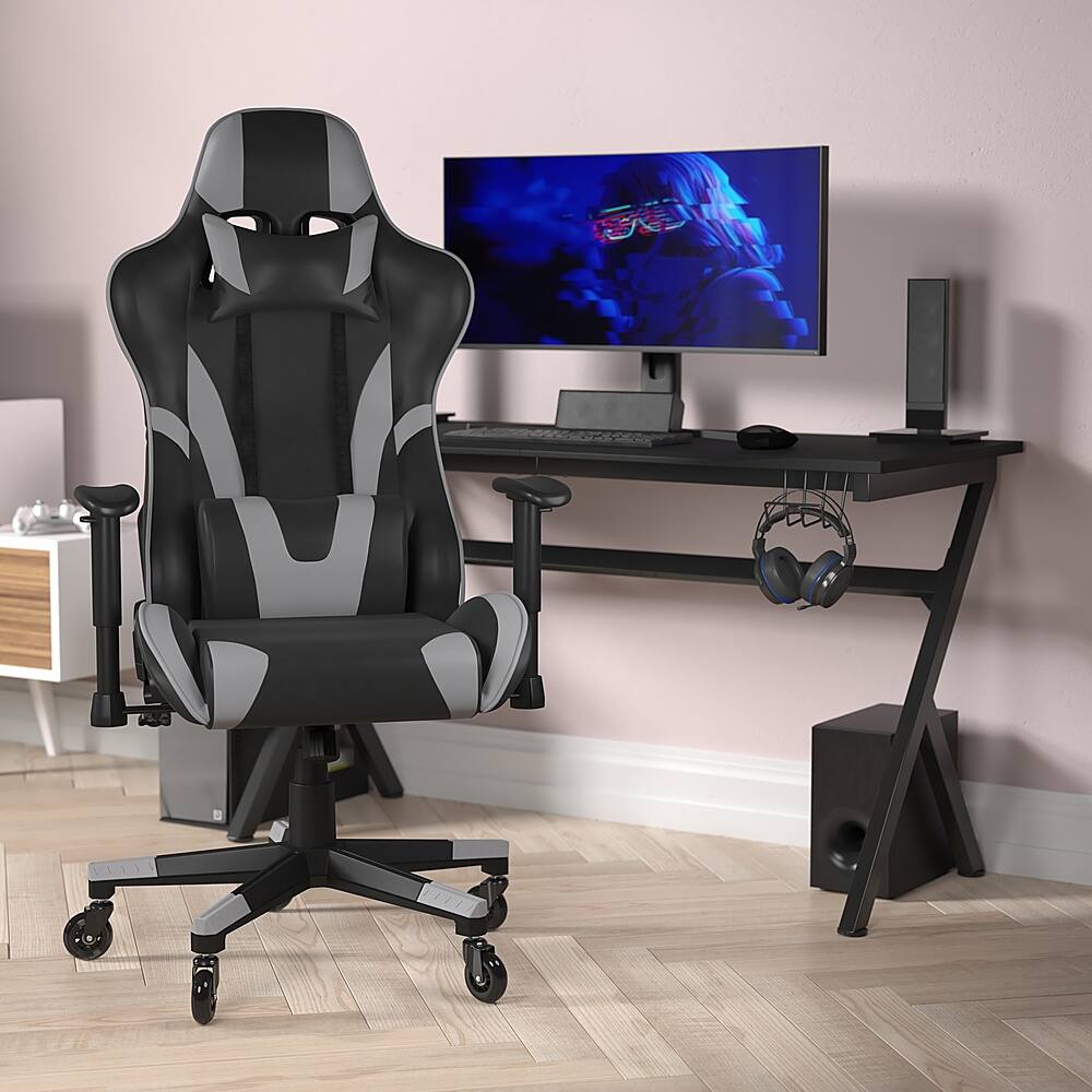 Alt View 11. Alamont Home - X20 Office Gaming Chair with Roller Wheels & Reclining Back - Gray LeatherSoft - Gray.