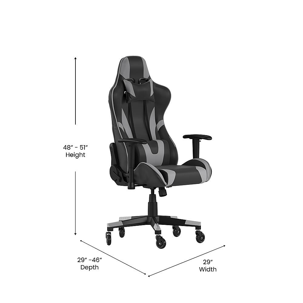 Alt View 12. Alamont Home - X20 Office Gaming Chair with Roller Wheels & Reclining Back - Gray LeatherSoft - Gray.