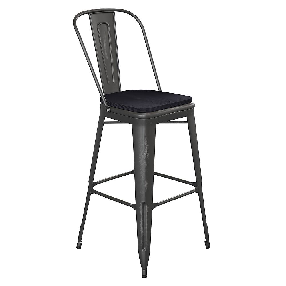 Front. Alamont Home - Carly All-Weather Bar Height Stool with Poly Resin Seat - Black/Black - Black/Black.