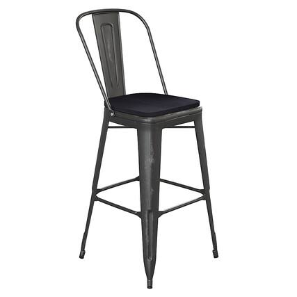 Front. Alamont Home - Carly All-Weather Bar Height Stool with Poly Resin Seat - Black/Black - Black/Black.