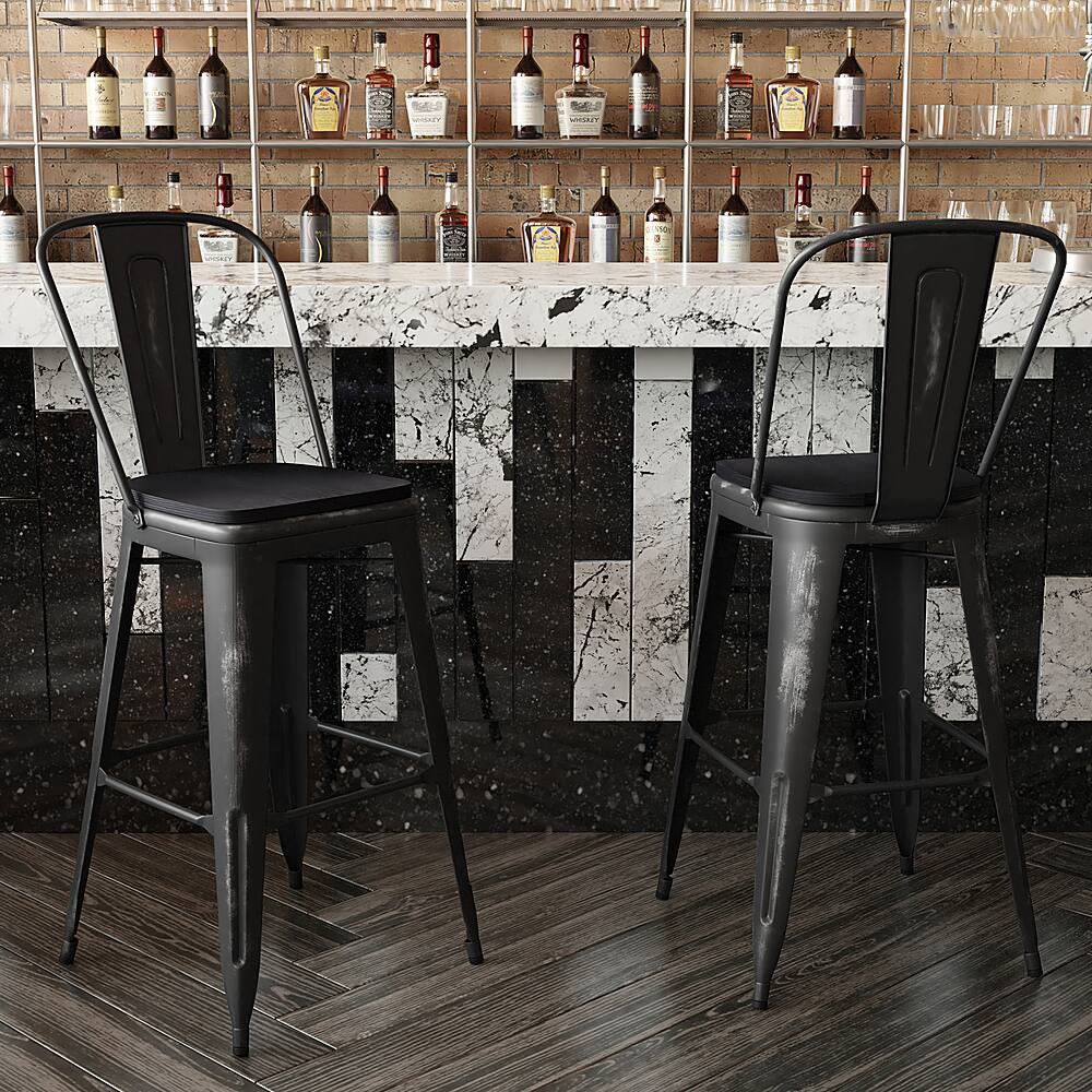 Alt View 15. Alamont Home - Carly All-Weather Bar Height Stool with Poly Resin Seat - Black/Black - Black/Black.