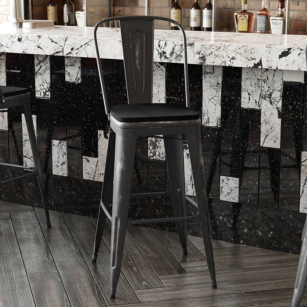 Alt View 16. Alamont Home - Carly All-Weather Bar Height Stool with Poly Resin Seat - Black/Black - Black/Black.