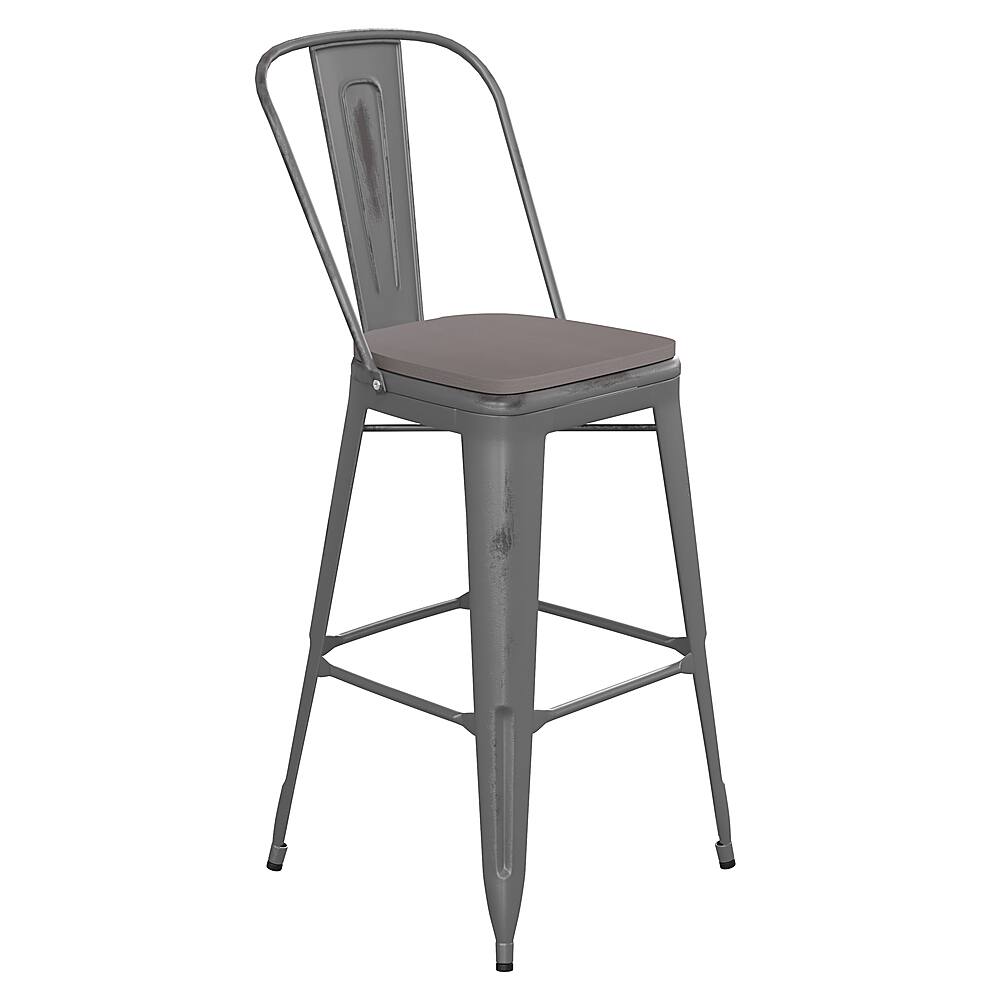 Front. Alamont Home - Carly All-Weather Bar Height Stool with Poly Resin Seat - Silver/Gray - Silver Gray/Gray.