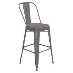Flash Furniture - Carly All-Weather Bar Height Stool with Poly Resin Seat - Silver/Gray - Silver Gray/Gray - Front_Zoom