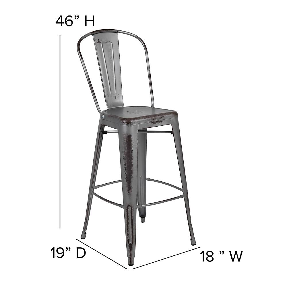 Alt View 13. Alamont Home - Carly All-Weather Bar Height Stool with Poly Resin Seat - Silver/Gray - Silver Gray/Gray.