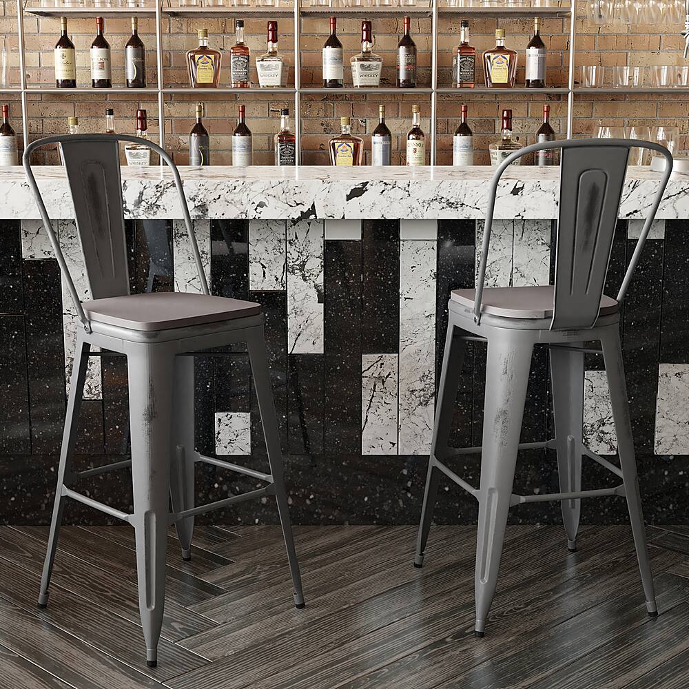 Alt View 15. Alamont Home - Carly All-Weather Bar Height Stool with Poly Resin Seat - Silver/Gray - Silver Gray/Gray.