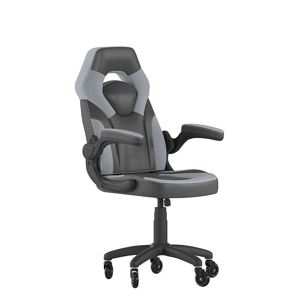Alamont Home - X10 Office Gaming Chair with Skater Wheels & Flip Up Arms - LeatherSoft - Gray