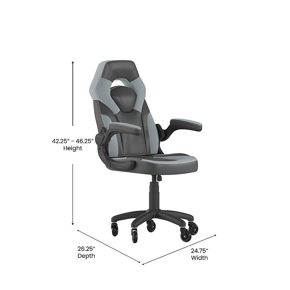 Alt View 12. Alamont Home - X10 Office Gaming Chair with Skater Wheels & Flip Up Arms - Gray LeatherSoft - Gray.