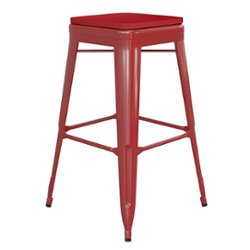 Flash Furniture - Kai Indoor/Outdoor Backless Bar Stool with Poly Seat - Red/Red - Front_Zoom