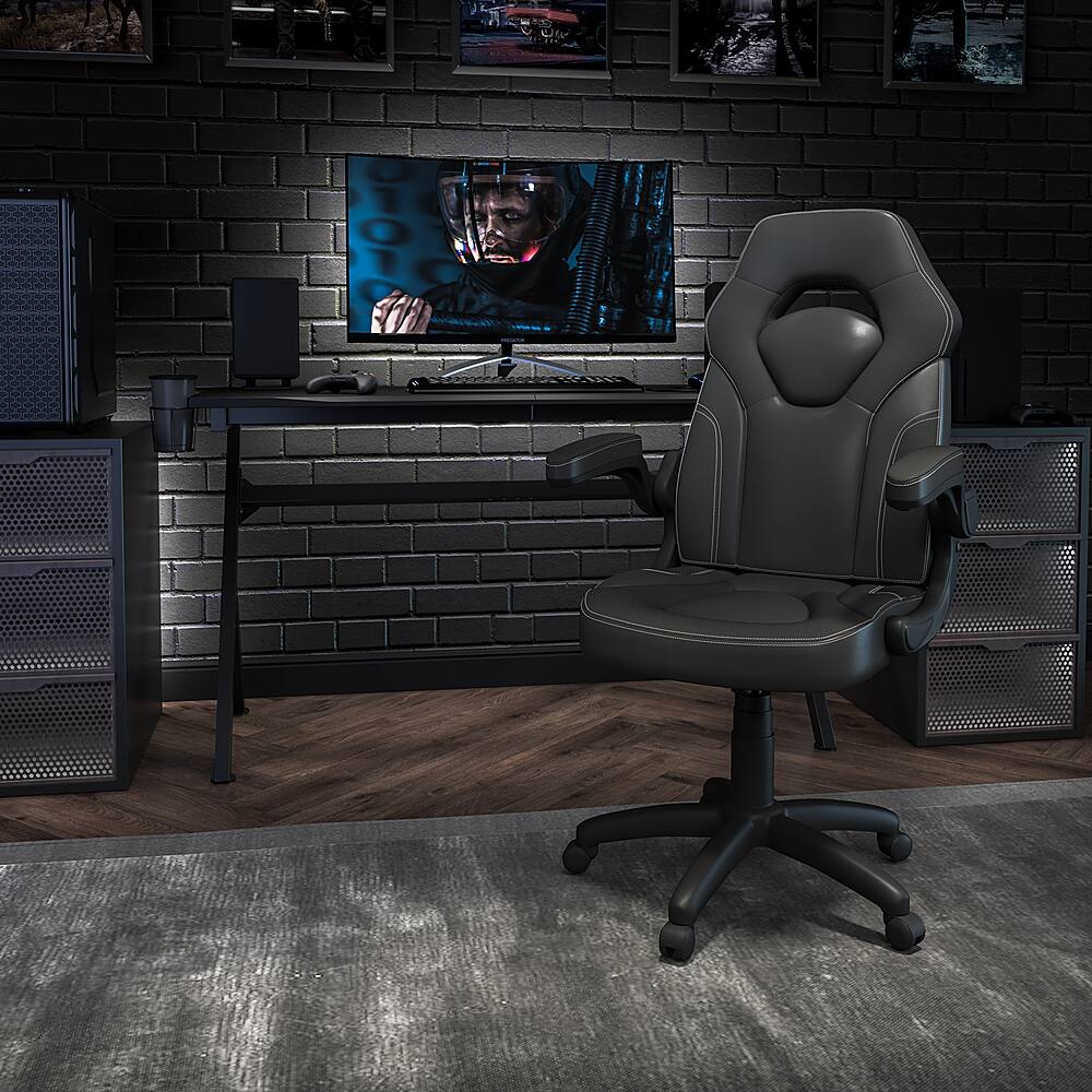 Alt View 12. Alamont Home - X10 High Back Black Racing Style Ergonomic Gaming Chair with Flip-Up Arms - Black.